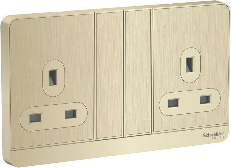 Schneider Electric AvatarOn Gold Hairline Double Switched Socket - Image 1